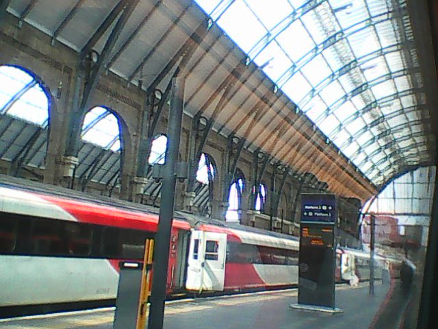 Taken from the train window before we set off, looking out over the platforms of King's Cross at another train.