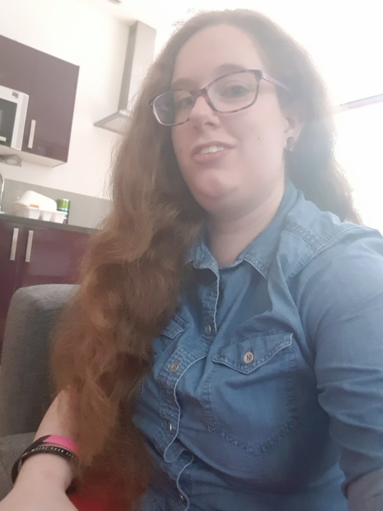 A selfie taken just before having all my hair chopped off.