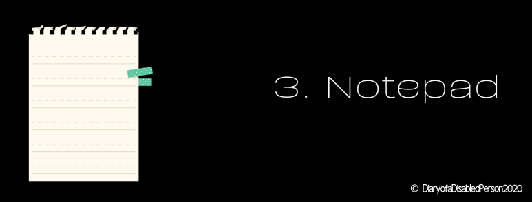 3. Notepad. A spiral-bound notebook.