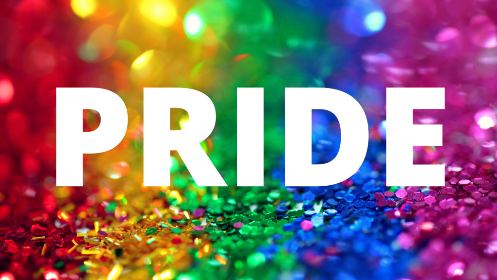 The big-gender symbol (male and female sex symbols combined) over a bi-gender flag (pink, purple, blue, and white stripes in pastel shades).